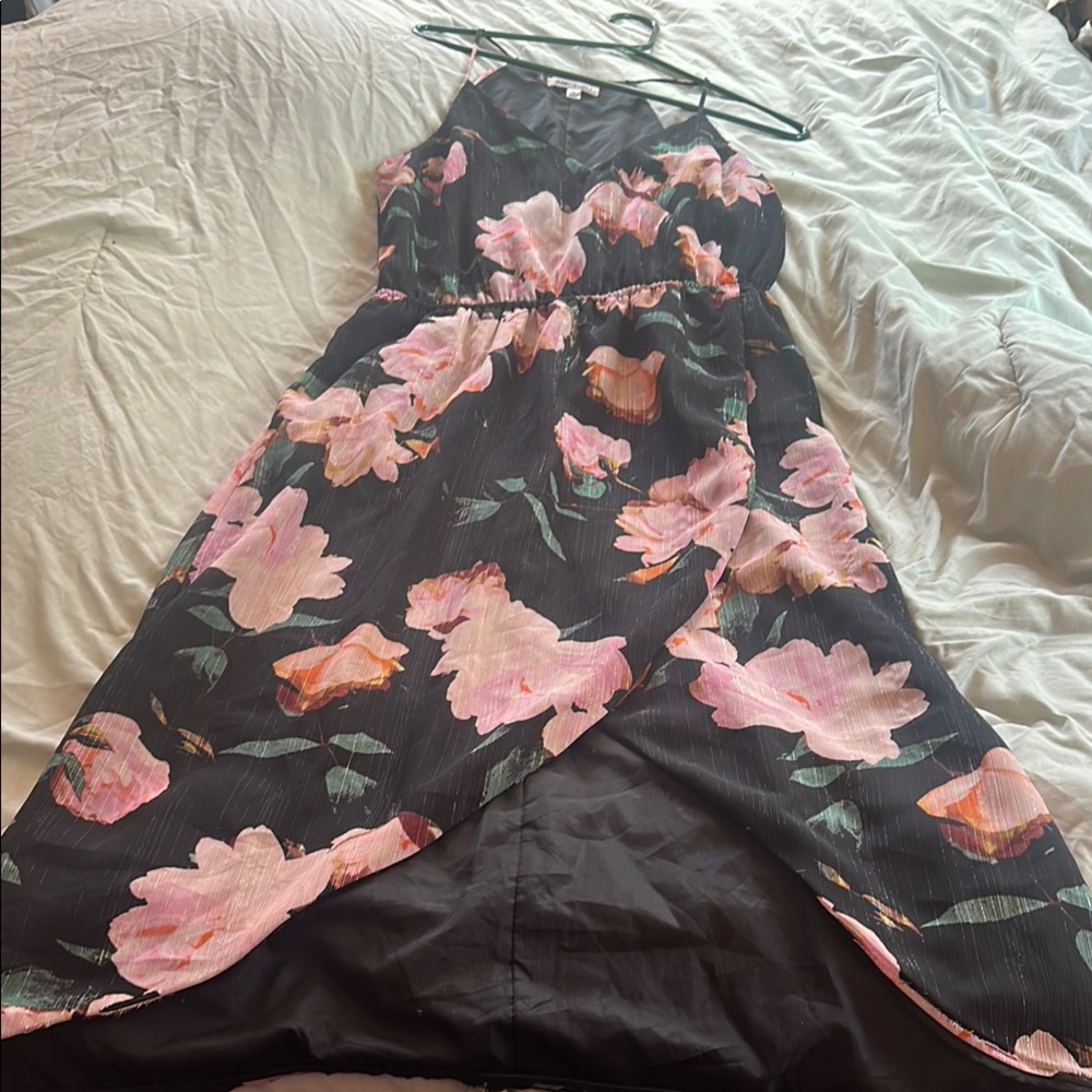 Floral Black and Pink Women's Dress